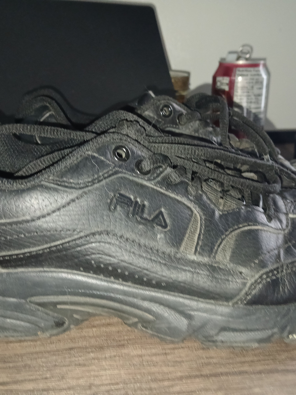FILA Womens Black Leather Athletic Sneakers